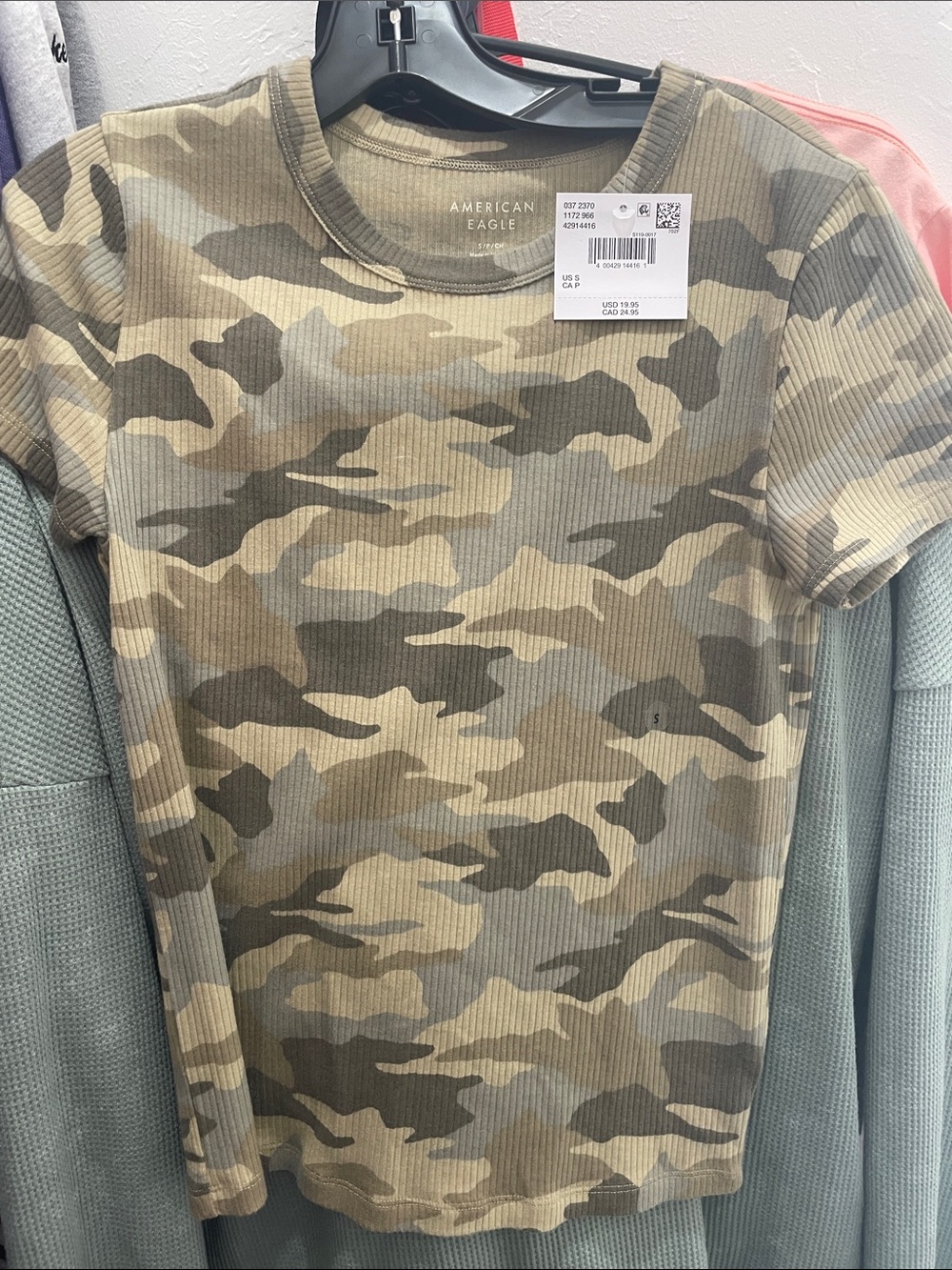 American Eagle Outfitters Women's Camouflage Short Sleeve Tee - Olive/Tan